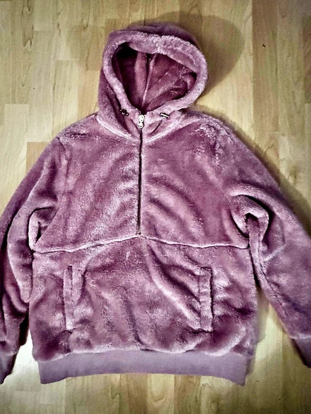 Old Navy Cozy Faux-Fur Half-Zip Hoodie Women’s Small Pink